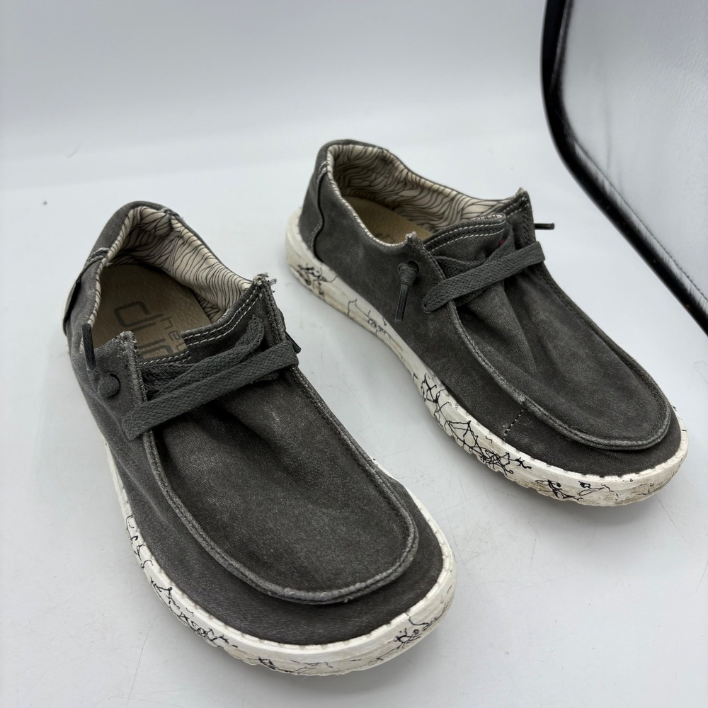Hey Dude Shoes Womens Size 6 Wendy Moonwash Gray Canvas Slip‎ On Loafer Casual